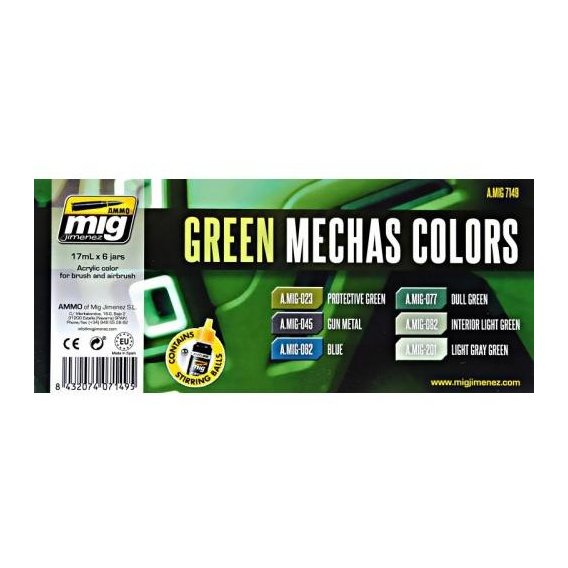 Набор акриловых красок AMMO A-MIG-7149: Звездные войны, техника, оттенки зеленого