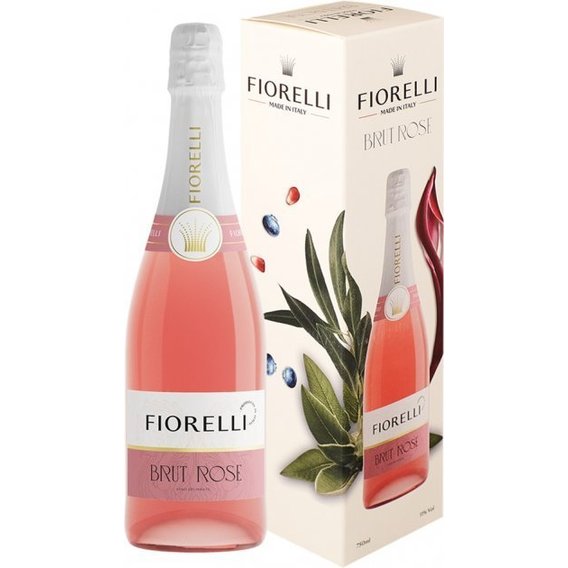 Вино игристое Fiorelli Brut Rose, розовое брют, 0.75л 11%, в подарочной упаковке (ALR16546)