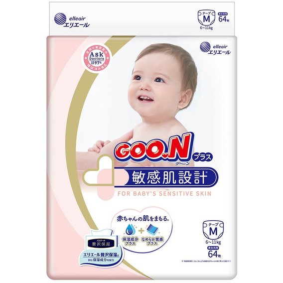 Подгузники GOO.N Plus для детей 6-11 кг (размер M, 64 шт)