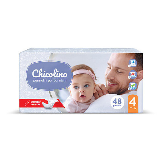 Chicolino подгузники детские 4 (7-14кг) 48шт JUMBO