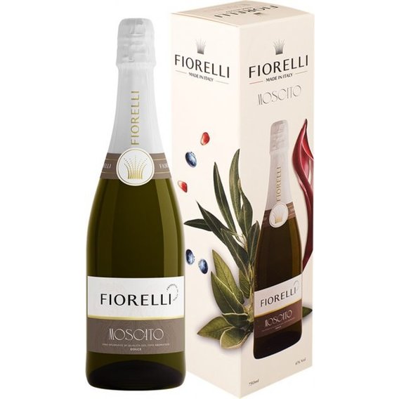 Игристое вино Fiorelli Moscato Spumante Dolce VSQA, белое сладкое, 0.75л 7%, в подарочной упаковке (ALR16547)