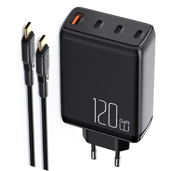 Зарядное устройство Mcdodo Wall Charger 3xUSB-C+USB CH-0771 GaN 120W with USB-C Cable Black
