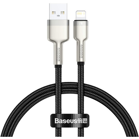 Кабель Baseus USB Cable to Lightning Cafule Metal 2.4A 25cm Black (CALJK-01)