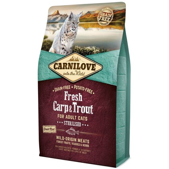 Сухой корм Carnilove Fresh Carp Trout для стерилизованных кошек рыба 2 кг (8595602527441)