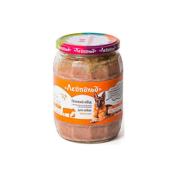 Влажный корм для собак Леопольд Готовый обед с телятиной, мясом утки и овощами 720 г х 6 шт. (4820185491617-6)
Влажный корм для собак Леопольд Готовый обед с телятиной, мясом утки и овощами 720 г х 6 шт. (4820185491617-6)