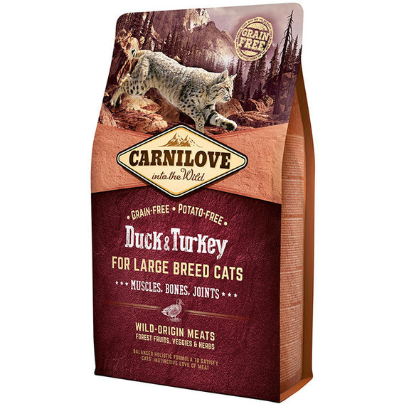 Сухой корм для взрослых кошек крупных пород Carnilove Cat Duck & Turkey Large Breed 2 кг (8595602512768)
