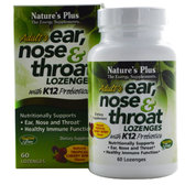 Natures Plus Adults Ear Nose & Throat 60 Lozenges Комплекс вухо, горло, ніс з пробиотиком К12, Тропік вишня