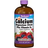 Bluebonnet Nutrition Calcium Magnesium Citrate + Vitamin D3, Natural Mixed Berry Flavor, 16 oz (472 ml) (BLB0696)