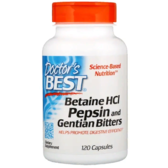 Doctor's Best Betaine HCL Pepsin And Gentian Bitters Бетаин гідрохлорид і пепсин 120 капсул