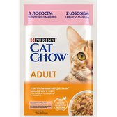 Вологий корм Cat Chow Adult для дорослих котів шматочки в желе з лососем та зеленою квасолею 26х85г (12449455)