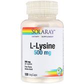 Solaray L-Lysine, 500 mg, 120 Vegetarian Capsules (SOR-04941)