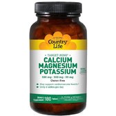 Country Life Calcium, Magnesium, and Potassium 500 mg : 500 mg : 99 mg 180 Tabs (CLF-02486)