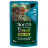 Вологий корм беззерновий Monge BWild Grain Free Wet Tuna з Shrimp Sterilized Adult Cat тунець з креветками та овочами 85 г (70012799)