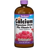 Bluebonnet Nutrition Calcium Magnesium Citrate + Vitamin D3, Natural Raspberry Flavor, 16 oz (472 ml) (BLB0694)