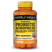 Mason Natural Probiotic Acidophilus With Bifidus Strawberry flavour Пробіотики 2 млд ДЕЯКЕ 100 жувальних таблеток