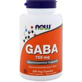 Now Foods GABA Гамма-аміномасляна кислота, 750 mg, 200 Veg Capsules (NOW-00129)