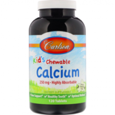 Carlson Labs Kid's Chewable Calcium 250 mg 120 Tabs Natural Vanilla Flavor Жувальний кальцій для дітей