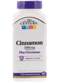 21st Century Cinnamon Plus Chromium 2000 mg 120 Veggie Caps (CEN-27383)