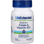 Life Extension BioActive Folate & Vitamin B12 90 Veggie Caps Фолієва кислота і В12