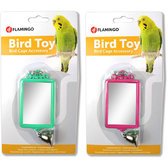 Іграшка для папуг Flamingo Mirror Straight + Bell прямокутне дзеркало з дзвіночком 6х8 см