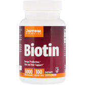 Jarrow Formulas Biotin, 5.000 mcg, 100 Veggie Capsules (JRW18005) Біотін