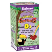 Bluebonnet Nutrition Rainforest Animalz Vitamin D3 400IU 90 chewable tabs Berry (for kids)