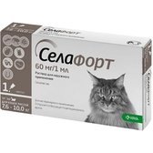 Краплі КРКА Селафорт від бліх гельмінтів для котів 60 мг/1 мл 7.6 -10 кг