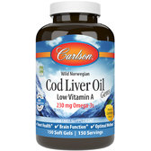 Carlson Labs Cod Liver Oil Gems Low Vitamin A тисячі mg 150 Soft Gels Lemon Flavor Риб'ячий жир з печінки тріски з вітаміном А