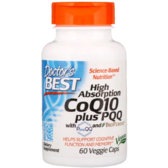 Doctor's Best High Absorption CoQ10 100 mg plus PQQ 20 mg with PureQQ and BioPERINE Коензим Q10 з високим ступенем поглинання з PQQ 60 веганських капсул