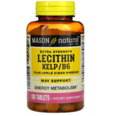 Mason Natural Extra Strength Lecithin Kelp/B6 Plus Лецитин з морськими водоростями Вітаміном В6 та яблучним оцтом 100 таблеток