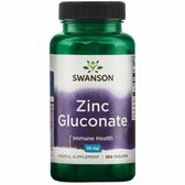 Swanson Zinc Gluconate 30 mg Цинк глюконат 250 таблеток