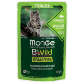 Вологий корм беззерновий Monge Grain Free Wet Wild Boar Sterilized Adult Cat з м'яса дикого кабана з овочами для стерилізованих кішок 85 г (70012805)