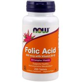 NOW Foods Folic Acid 800 mcg with Vitamin B-12 Tablets 250 tabs / 250 servings