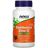 NOW Foods Sambucus Zinc-C Бузина з цинком та вітаміном С 60 льодяників