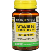 Mason Natural Vitamin D3 Вітамін Д3 400 МО 100 гелевих капсул