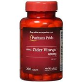 Puritan's Pride Apple Cider Vinegar 600 mg Яблучний Оцет 200 Таблеток