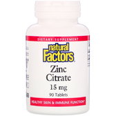 Natural Factors Zinc Citrate, 15 mg, 90 Tablets (NFS-01678)