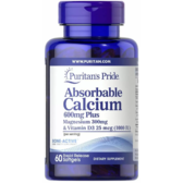 Puritan's Pride Absorbable Calcium 600 mg with Vitamin D3 1000 IU Кальцій плюс магній і вітамін Д3 60 гелевих капсул