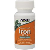 NOW Foods Iron 36 mg Double Strength 90 veg caps