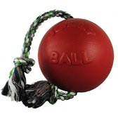 Іграшка для собак Jolly Pets м'яч з канатом Ромпей-н-Ролл 12х30х12 см червоний (645RD)