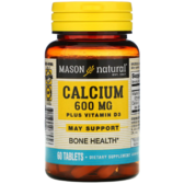 Mason Natural Calcium with vitamin D3 Кальцій+вітамін D3 600 мг 60 таблеток