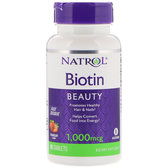 Natrol Biotin, Fast Dissolve, Strawberry Flavor, 1,000 mcg, 90 Tablets (NTL-06077)