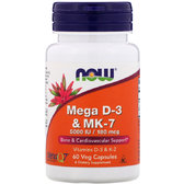 Now Foods Mega D-3 & MK-7, 60 Veg Capsules (NF0384)