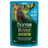 Вологий корм беззерновий Monge BWild Grain Free Wet Anchovies Adult Cat з анчоусів з овочами 85 г (70012775)