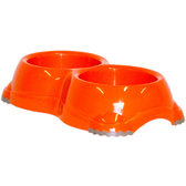 Подвійна пластикова миска для собак і кішок Moderna Smarty №1 2х330 мл, d-11 см, помаранчевий (5412087000326)