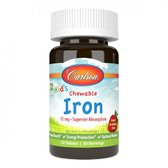 Carlson Labs Залізо Дитяче Kid's Chewable Iron 15 мг смак полуниці 30 жувальних таблеток