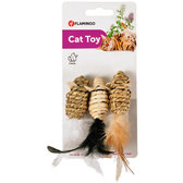 Іграшка для котів Flamingo Mice Seaweed Nature мишка мотузкова плетена 2.5х5 см 3 штуки (43199)