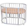 Кроватка детская Twins Cozy овальне 170х70 круглая рейка Вишиванка, белый