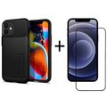 Аксессуар для iPhone Набор Spigen Slim Armor Black (ACS01545) + BeCover Tempered Glass for iPhone 12 mini