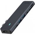 Адаптер Rapoo Adapter UCM-2003 Dual USB-C to 2xUSB-C+2xUSB3.0+HDMI+SD+MicroSD Black